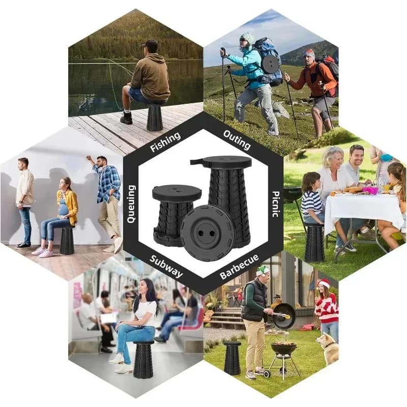 Tabouret Pliable Extensible Portable avec Sangles de Transport, Gain de Place pour la Maison, Piste 
