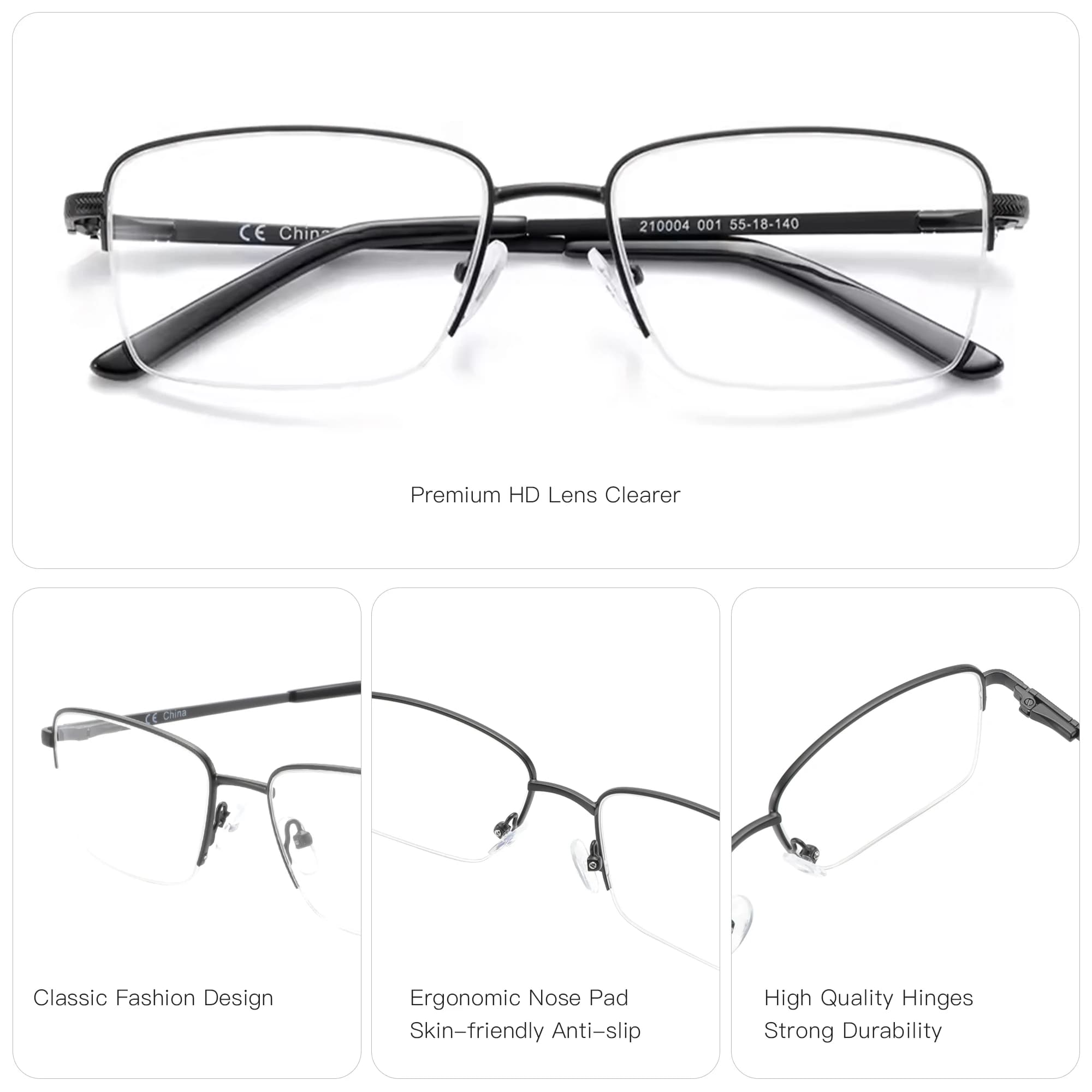 ZENOTTIC lunettes de Prescription demi-sans monture hommes Anti lumière bleue lunettes optiques phot