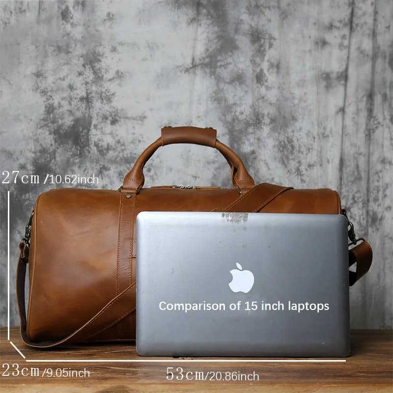 Sac de voyage rétro en cuir véritable pour hommes, sac à main en cuir de cheval élan, sac à bandouli