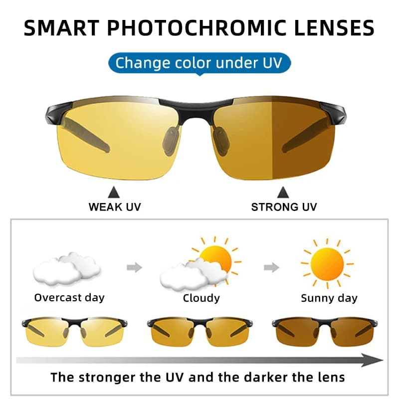 SZTZX Anti-éblouissement jour nuit Vision lunettes photochromiques hommes polarisées conduite pêche 