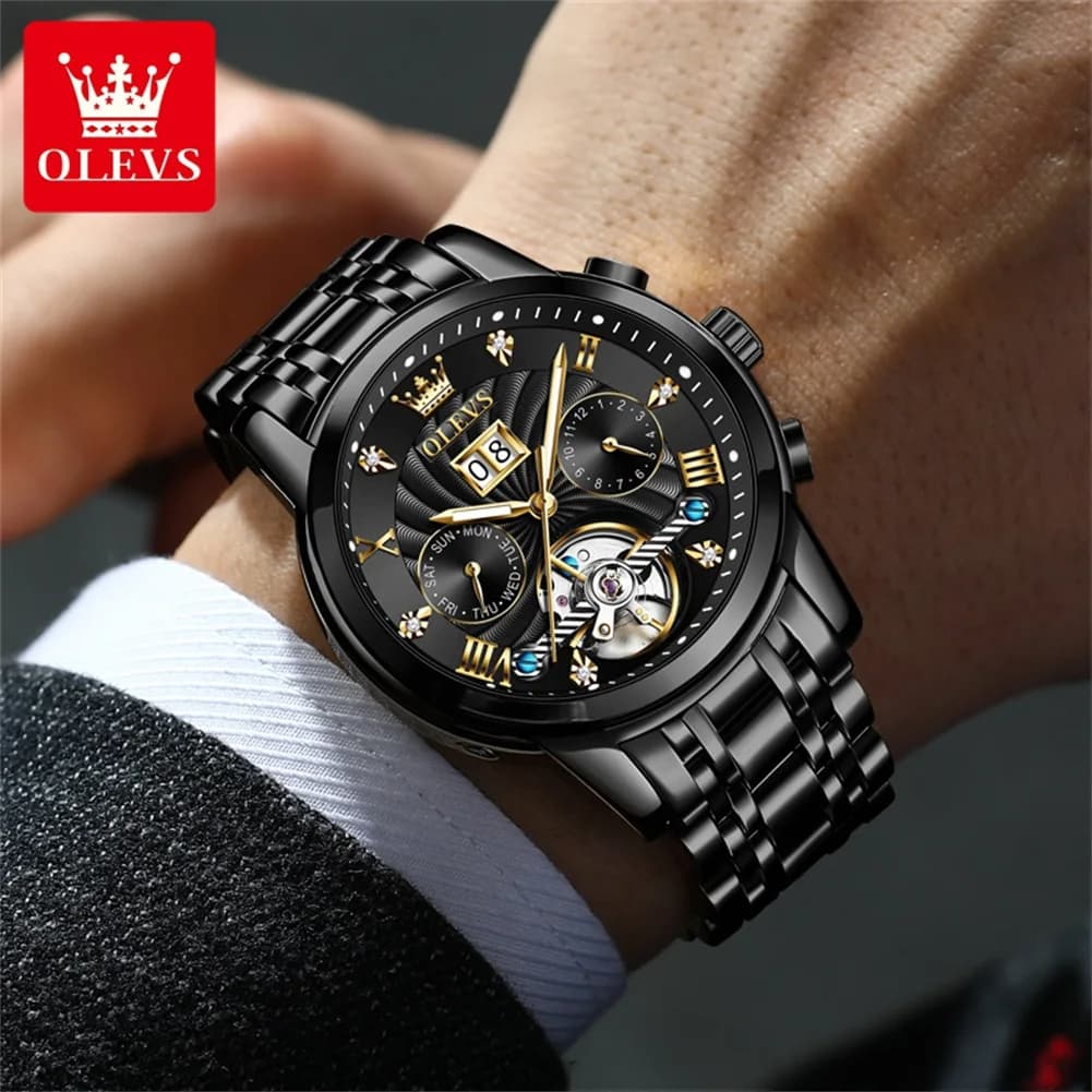 OLEVS classique hommes montres Tourbillon multi-fonction entièrement automatique hommes montre haut 