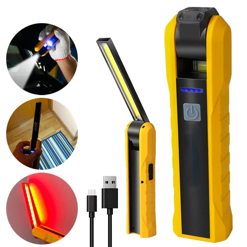 Lampe de travail COB Portable, lampe de poche magnétique, Charge USB, lampe de poche pour voiture, l