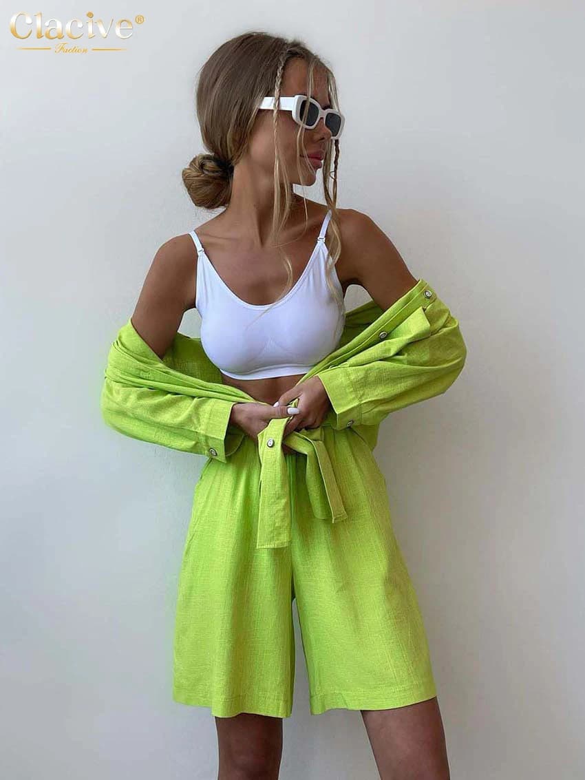 Clacive – ensemble deux pièces pour femmes, tenue de bureau décontractée, ample, taille haute, manch