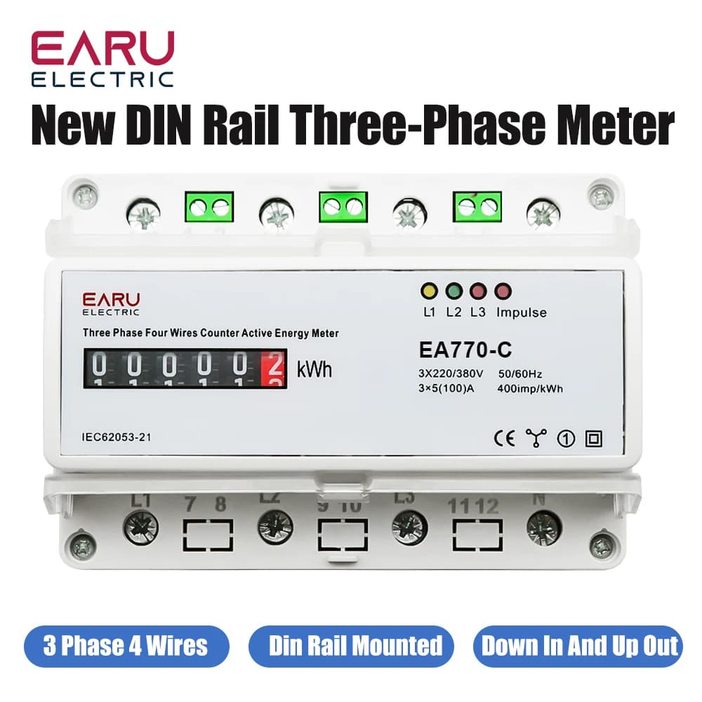 Compteur d'énergie actif électronique triphasé à quatre fils, 3x220V/380V, moniteur de consommation 