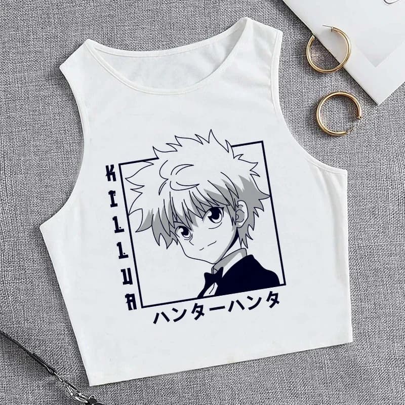 T-shirt Hunter X Hunter années 90 pour femmes, haut court, Harajuku Killua, Hisoka, Manga Y-Y2k