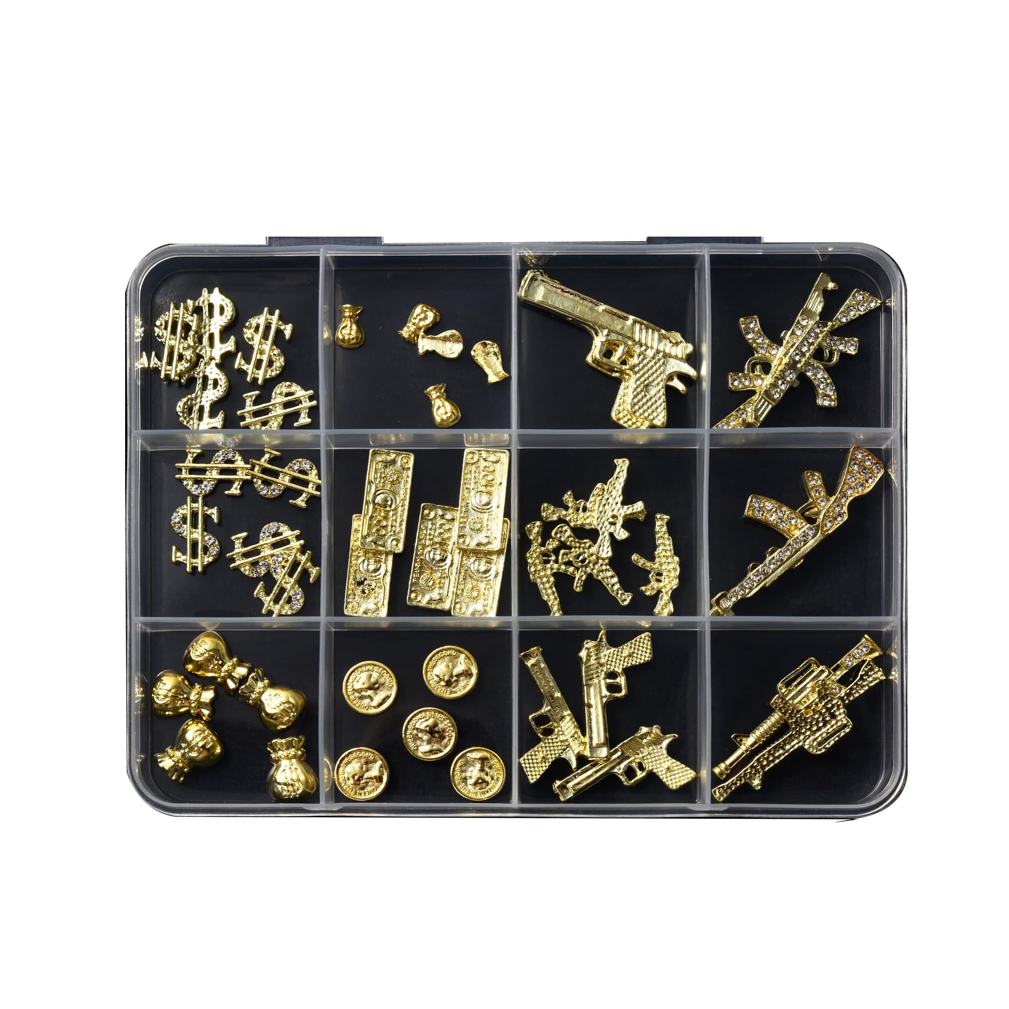 Accessoires professionnels pour ongles en alliage métallique Y2K, 12 grilles, petit signe d'argent d
