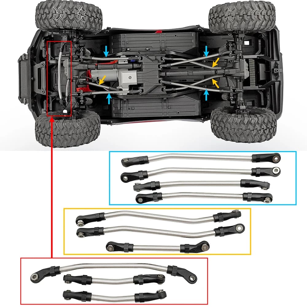 YEAHRUN – maillons métalliques de Suspension avec extrémité de tige en plastique, pour Axial SCX10 I