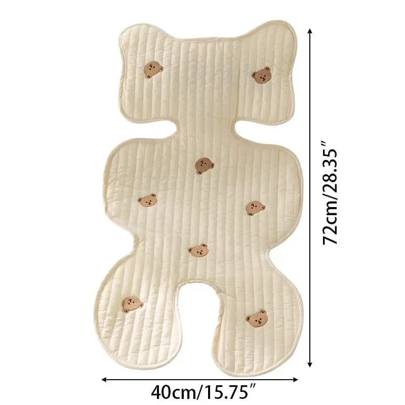 Coussin de siège de poussette pour bébé, ours lapin brodé, toutes saisons, matelas de chariot respir