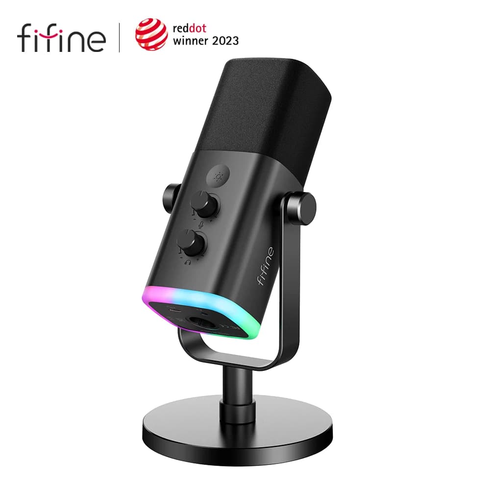 FIFINE-Microphone dynamique USB/XLR avec bouton tactile muet, prise téléphonique pour sauna, command