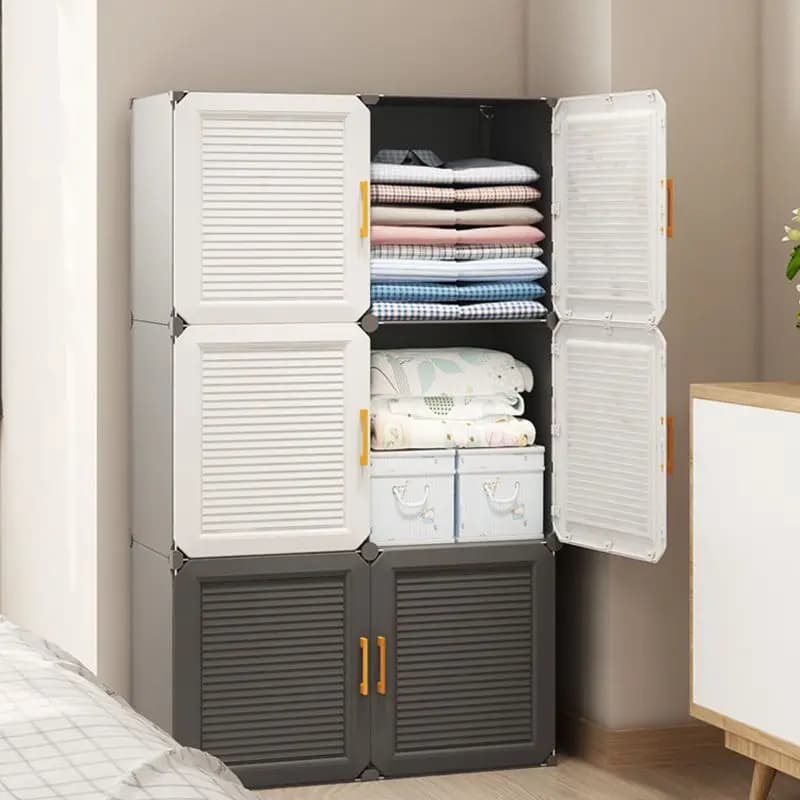 Armoire de Rangement Multifonctionnelle, Meuble de Chambre à Coucher, Casier à Assembler Pliable, Pa