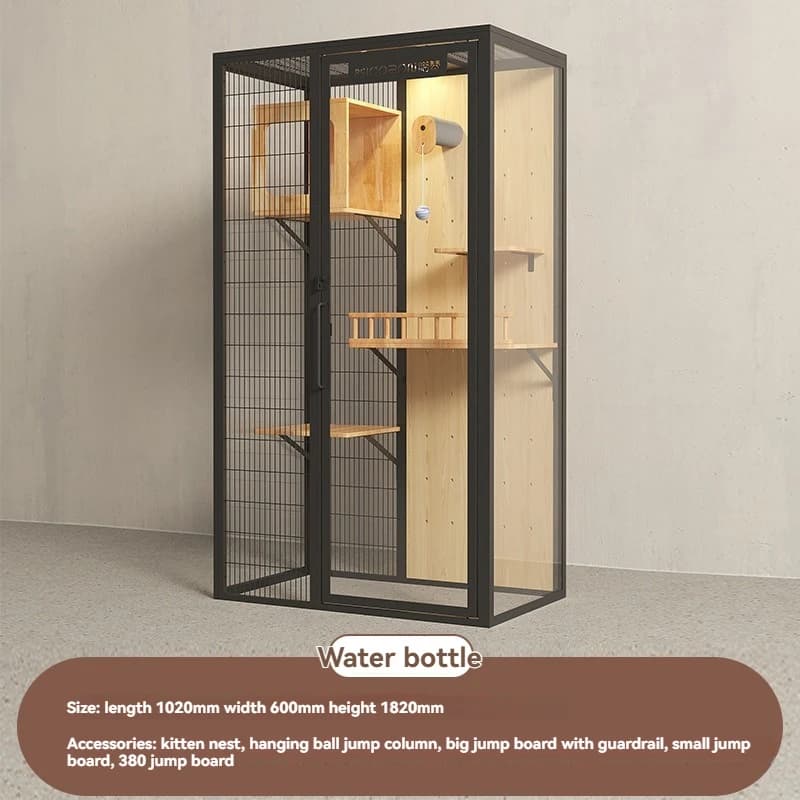 Happy Cat – Villa moderne en bois pour chat, maison toutes saisons à isolation thermique avec tire à