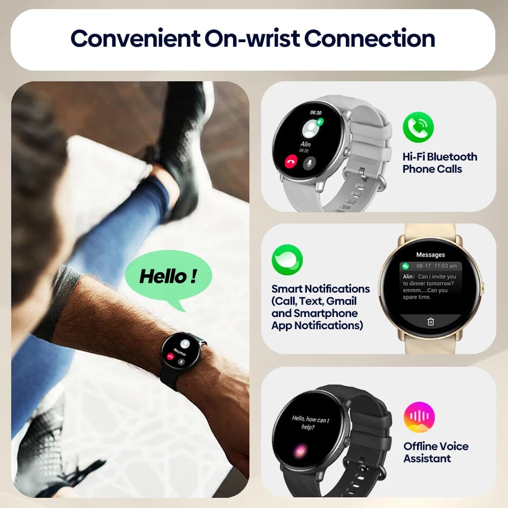 Zeblaze-Montre intelligente GTR 3 Pro pour homme et femme, écran AMOLED, passer et répondre à des ap