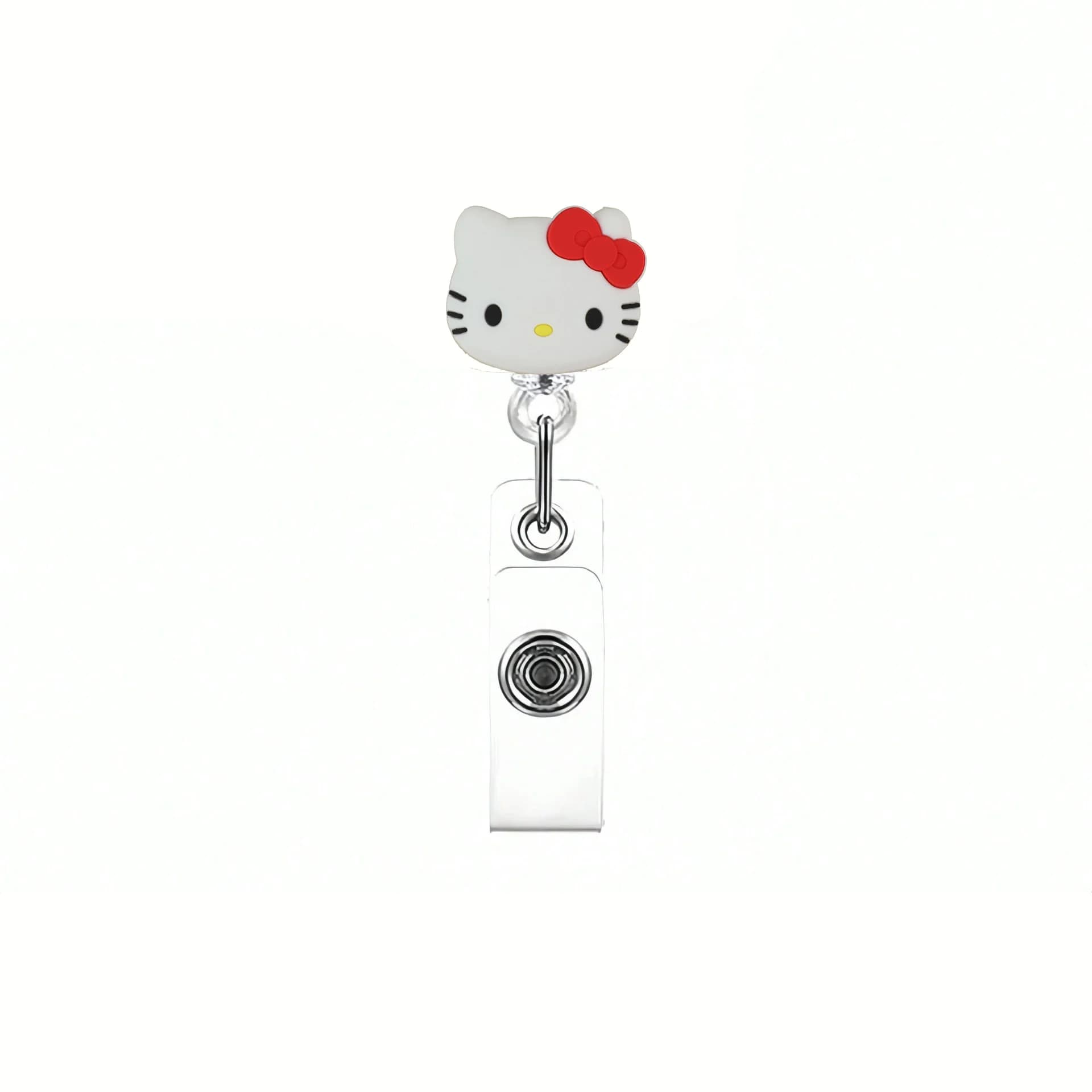 Porte-badge rétractable Sanrio Cat Kawaii en acrylique scintillant 360° °   Spinner avec porte-clés 