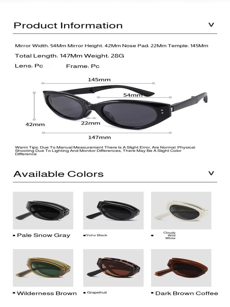 Lunettes ovales minimalistes œil de chat pour femmes, lunettes de soleil pliantes d'extérieur, ombra