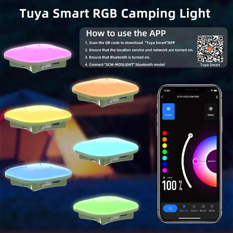 Tuya Andrea Music-Lanterne LED intelligente aste, 80W, 13500mAh, contrôle Bluetooth, éclairage de te