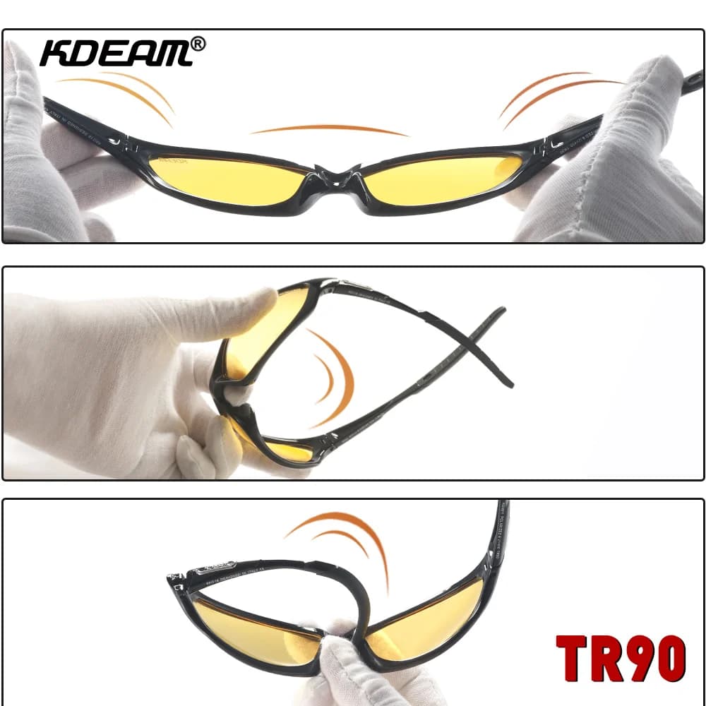 KDEAM-Lunettes de vision nocturne avec cadre en matériau TR90, lunettes de vélo, étui de transport i