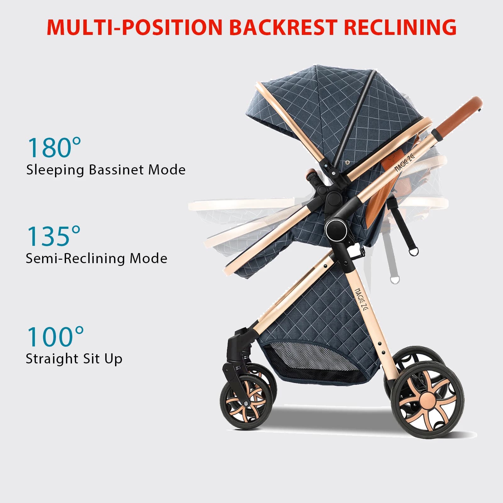 Système de voyage de poussette de bébé 3 en 1 de luxe avec siège auto landau de bébé poussette infan