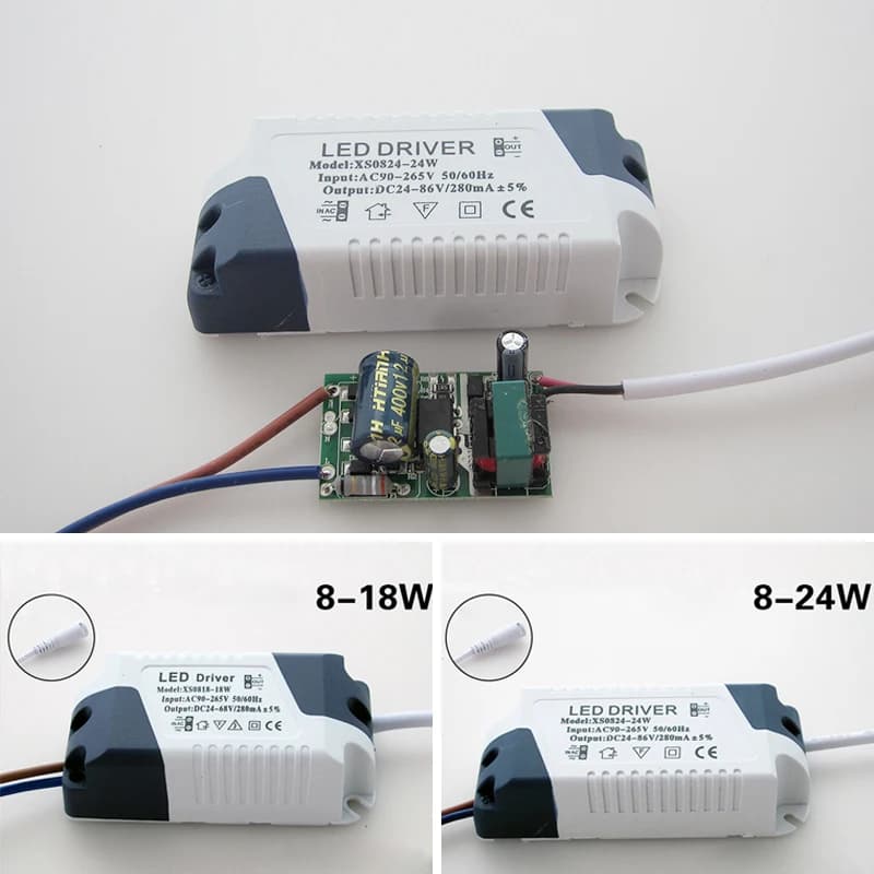 Pilote LED 280mA 8-24W AC 110V 220V à DC 24V, transformateur d'éclairage, panneau de plafonnier, ada