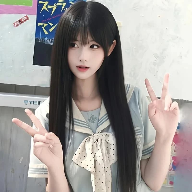 Perruque synthétique mode 26 pouces - cheveux longs et raides noirs - cheveux cosplay Halloween - pe
