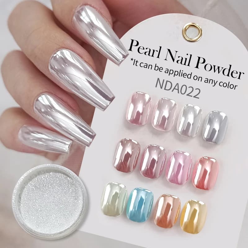 NICOLE DIARY – poudre à ongles miroir au clair de lune, aurore, effet métallique, paillettes argenté