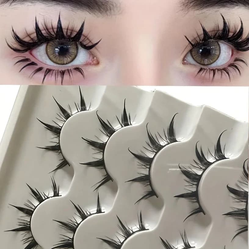 Faux cils d'inspiration d'anime, 5 paires de faux cils d'oeil de dessin animé, aspect dramatique, st