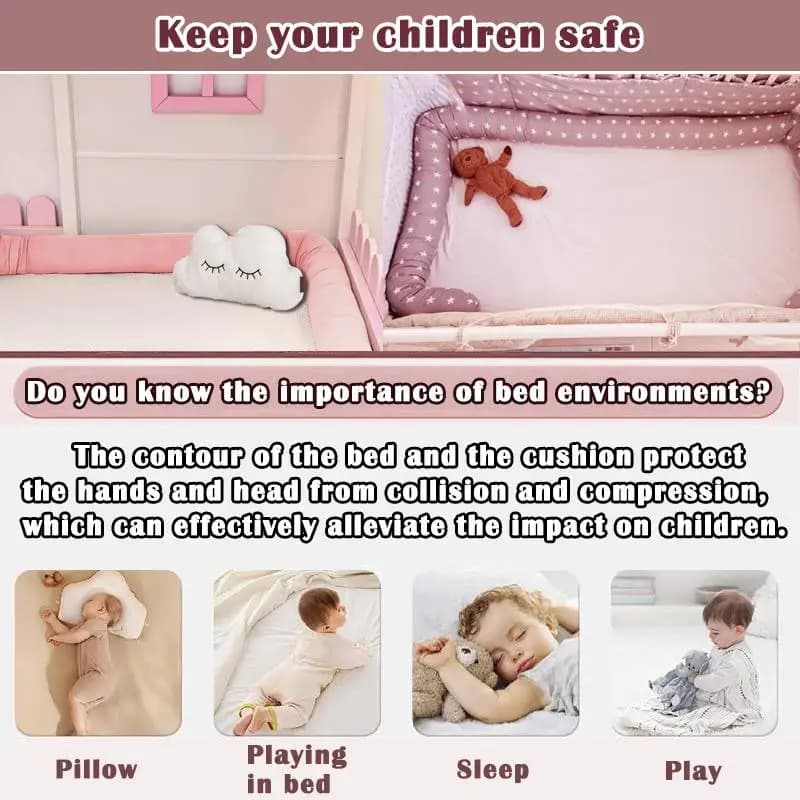  ﻿   Coussin d'oreiller de lit pare-chocs pour bébé de 2M de Long, pour protection de berceau de bé
