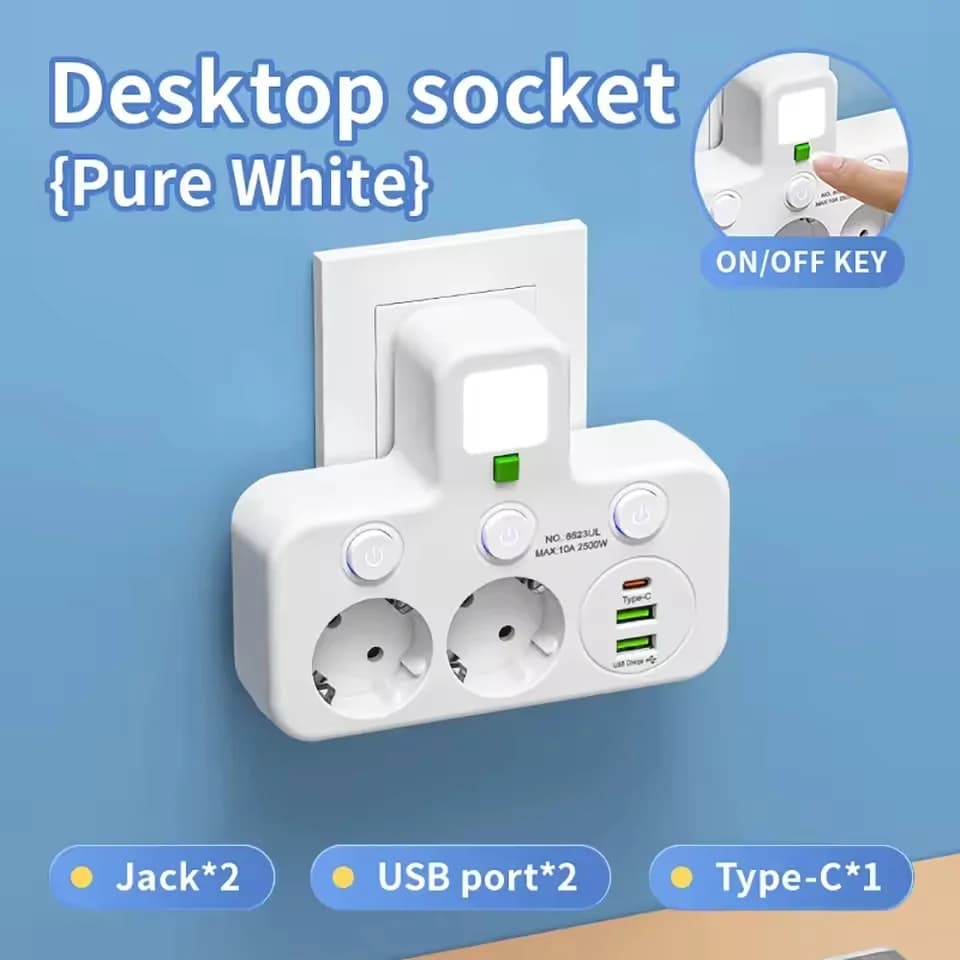 Prise de courant ue 5 prises prise électrique sans rallonge avec ou sans Ports USB type-c deux spéci
