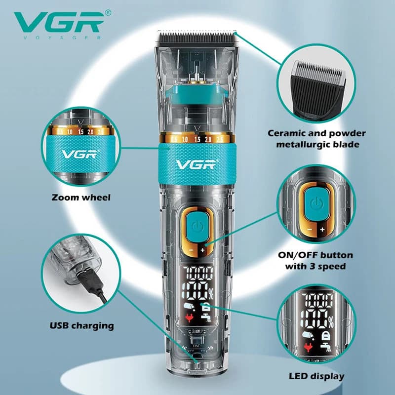 Original VGR tondeuse à cheveux professionnelle sans fil barbier tondeuse à cheveux pour hommes lava