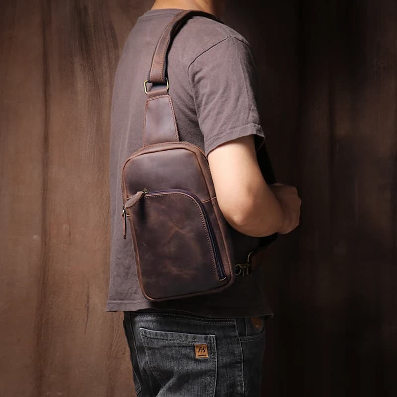 LUOKIR-Sac à Dos Vintage en Cuir group pour le dehors, Sacoche à Bandoulière de Haute Qualité