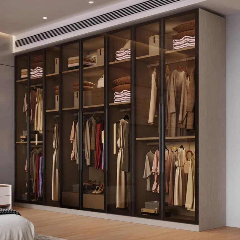 Portes en verre armoire étagères de luxe salon économiser placards vêtements Double armoire maison p