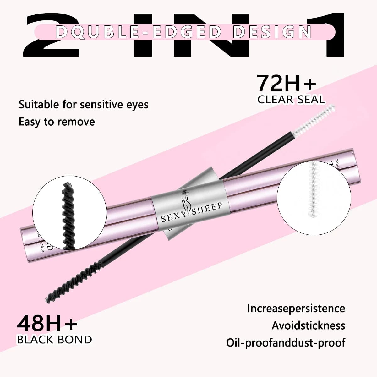 Colle à cils 2-en-1 pour extensions de cils DIY : Adhésion et scellage longue durée, tenue forte, ré