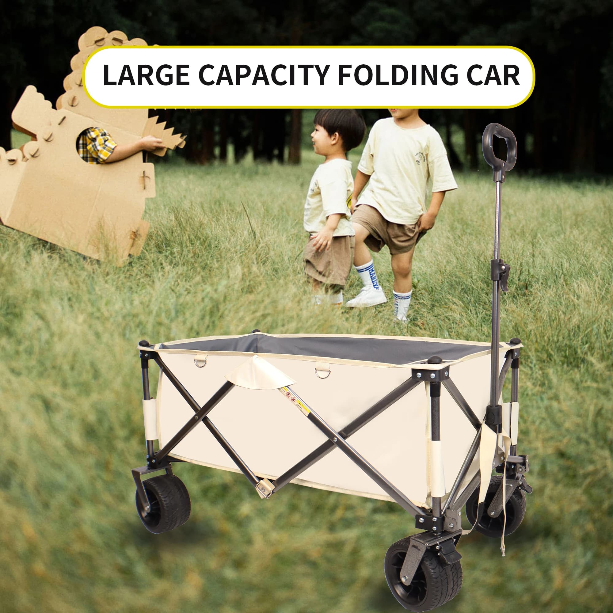 Chariot de plage utilitaire pour le sable, chariot pliant RapDuty, grandes roues, poignée réglable, 