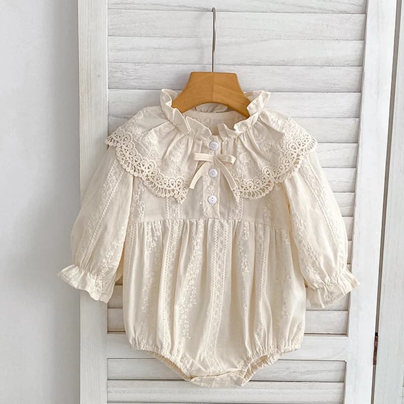 Body pour nouveau-né de 0 à 2 ans, vêtements à la mode, barboteuse en dentelle, col Peter Pan, nœud 