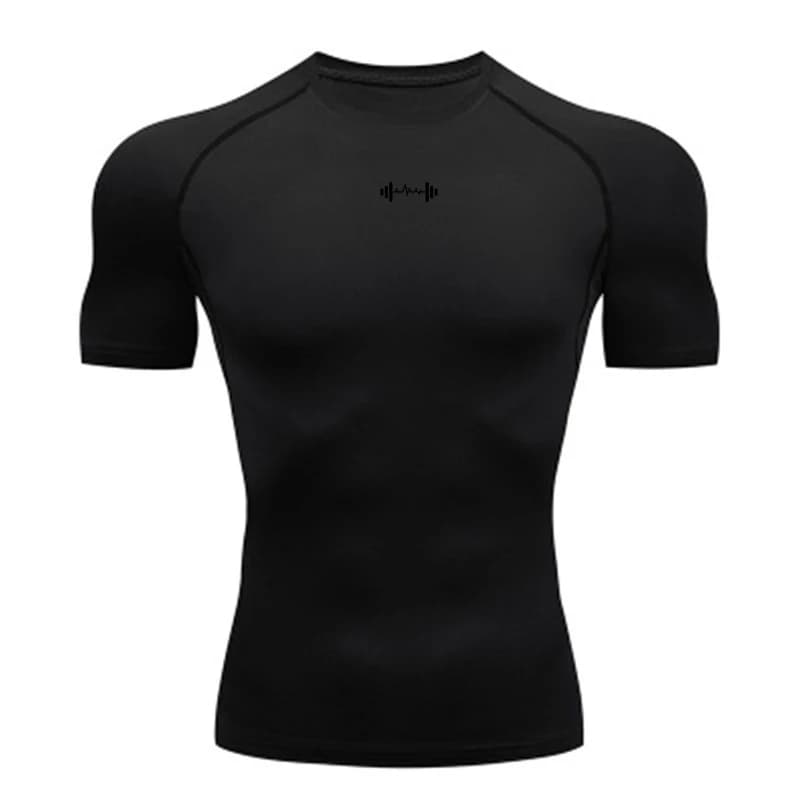 T-shirt de compression pour homme à manches courtes, absorbant, pour le sport, la gym, le fitness, l