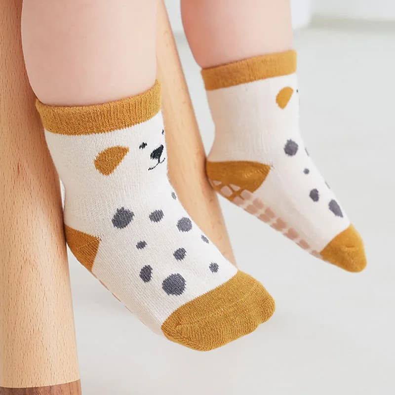 5 paires de chaussettes antidérapantes pour enfants, motif de dessin animé mignon, chaussettes de so