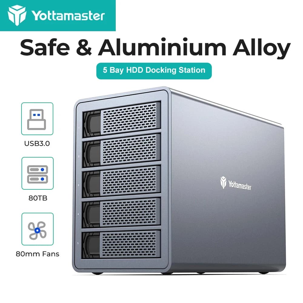 Boîtier de disque dur Yottamaster 5 baies USB3.1 (GEN2) type-c boîtier de disque dur externe prise e