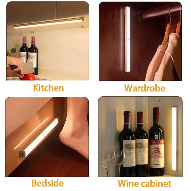 LED détecteur de mouvement lumière sans fil LED veilleuse Type C lumière Rechargeable armoire armoir