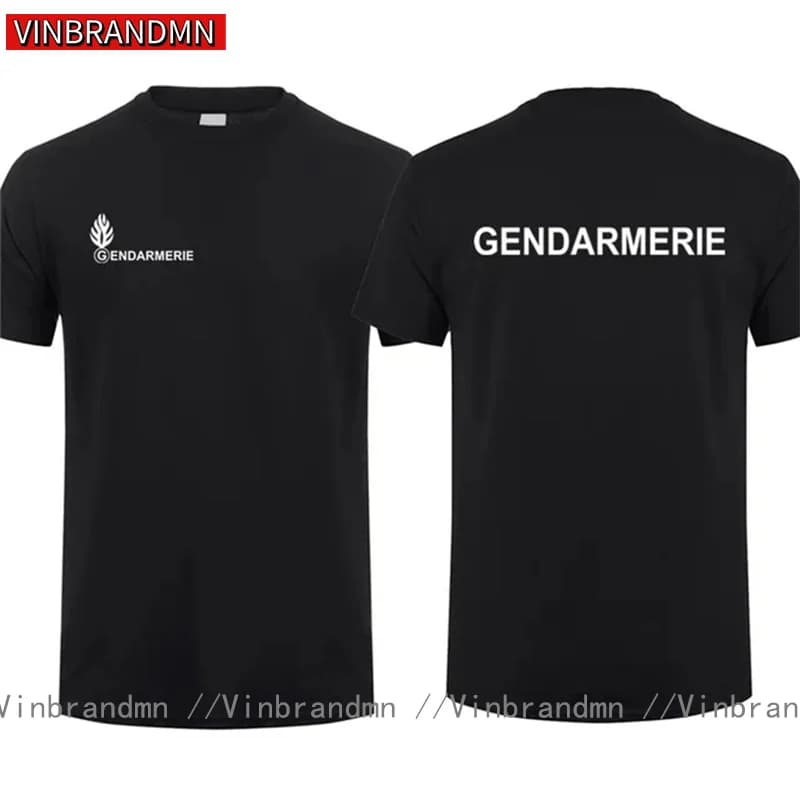 Gendarmerie française T-shirt pour hommes coton à manches courtes col rond Gendarmerie PSIG T-shirt 