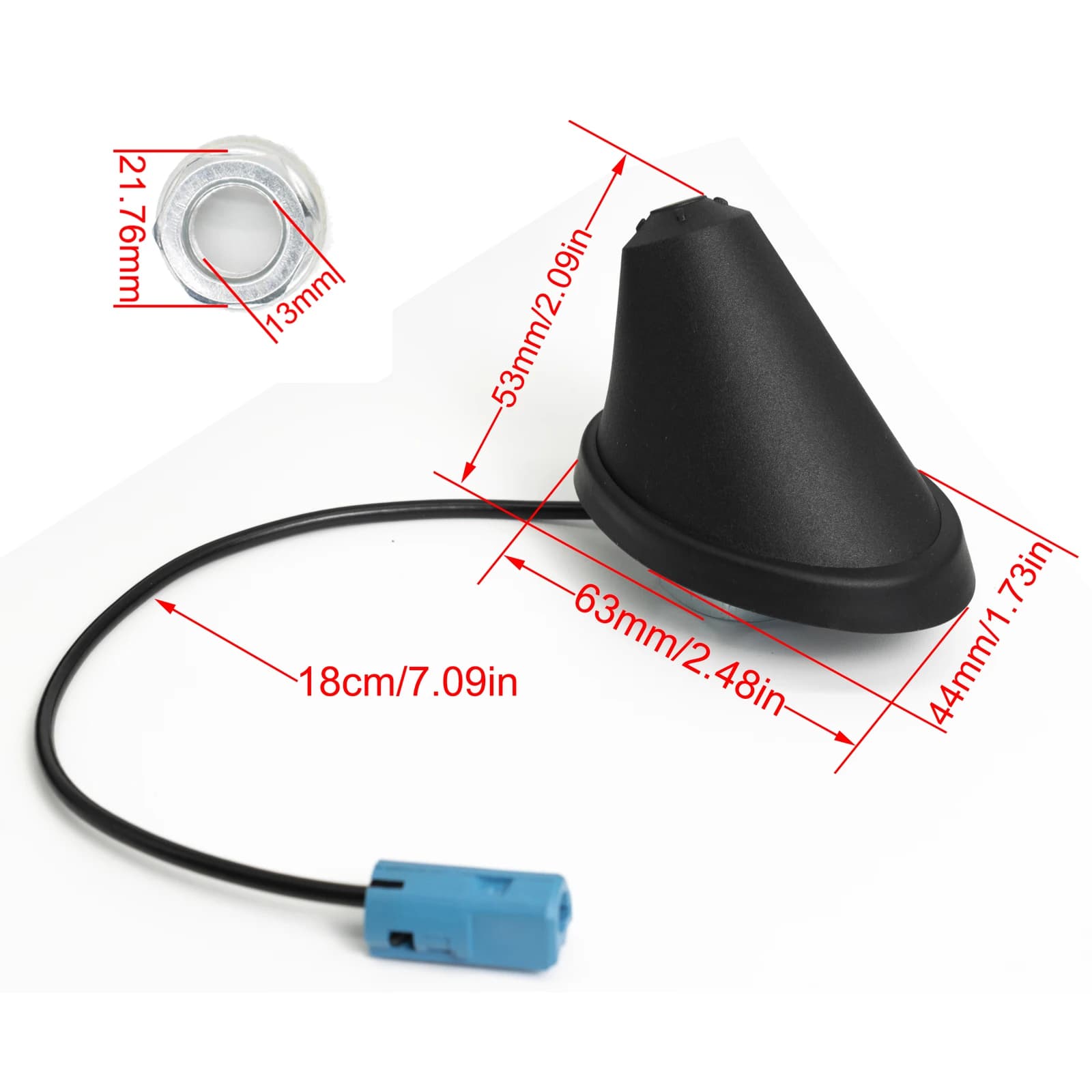 Base de montage d'antenne AM / FM noire pour voiture, prise bleue pour SachOpel Agila, Astra, Corsa,