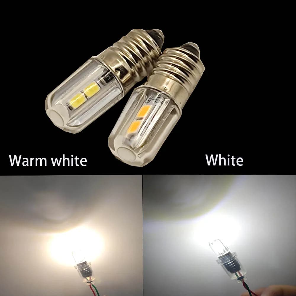 Ampoule LED E10 4SMD DC 3V 6V 12V E10 pour lampe de poche, torche de remplacement, lampe d'instrumen