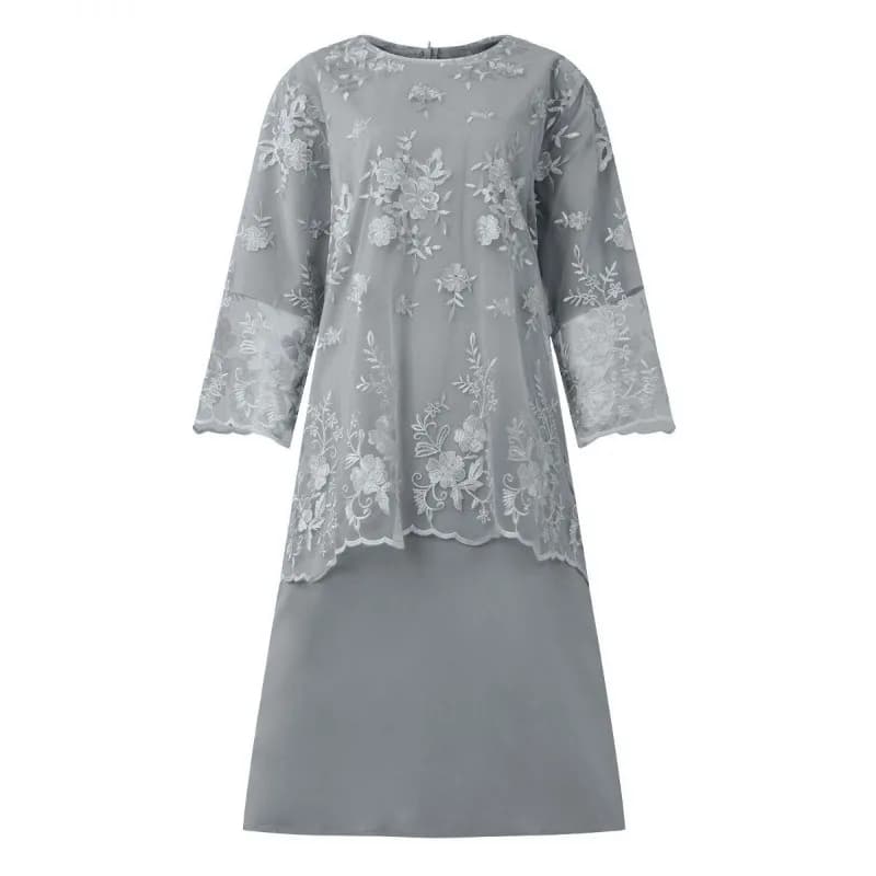 Nouvelle Robe de Soirée Grande Taille pour Femme, Ensemble Deux Pièces avec Broderie en Dentelle de 
