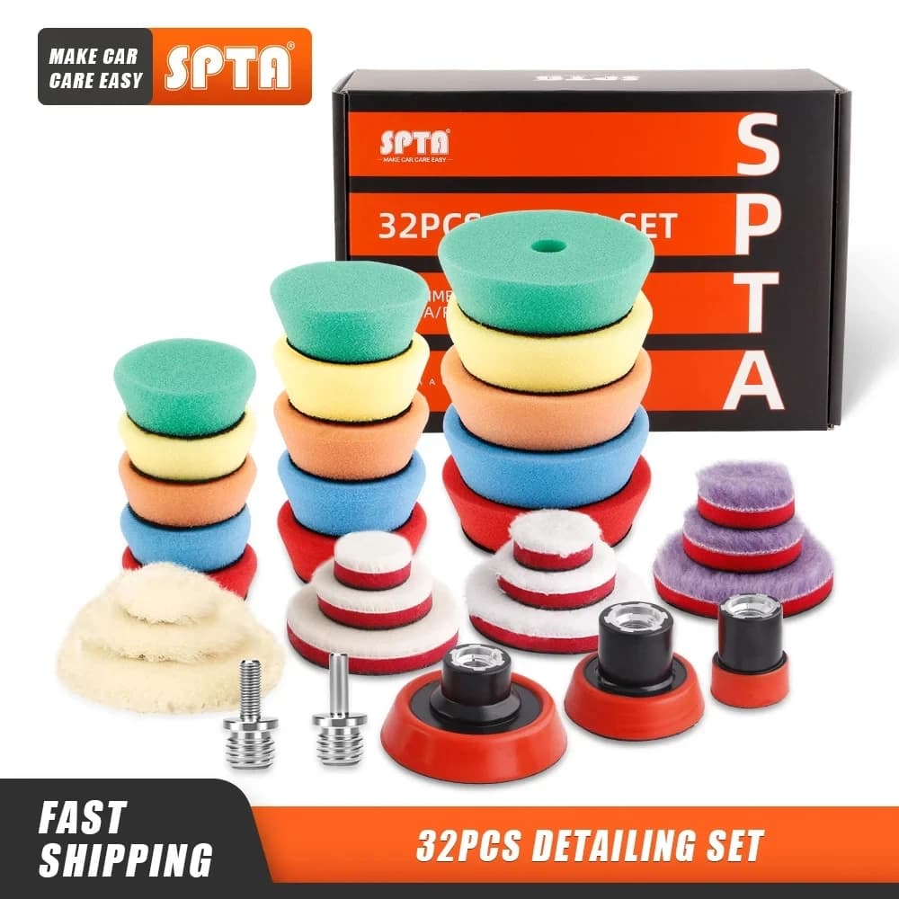 SPTA 32 pièces 1/2/3 pouces éponge en forme de T M14 5-8/11 tampons de polissage de détail automatiq