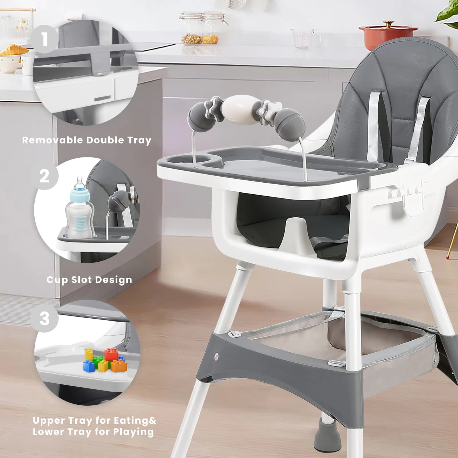 Chaise haute pour bébé, chaises de salle à manger portables pour bébé, chaise haute convertible pour