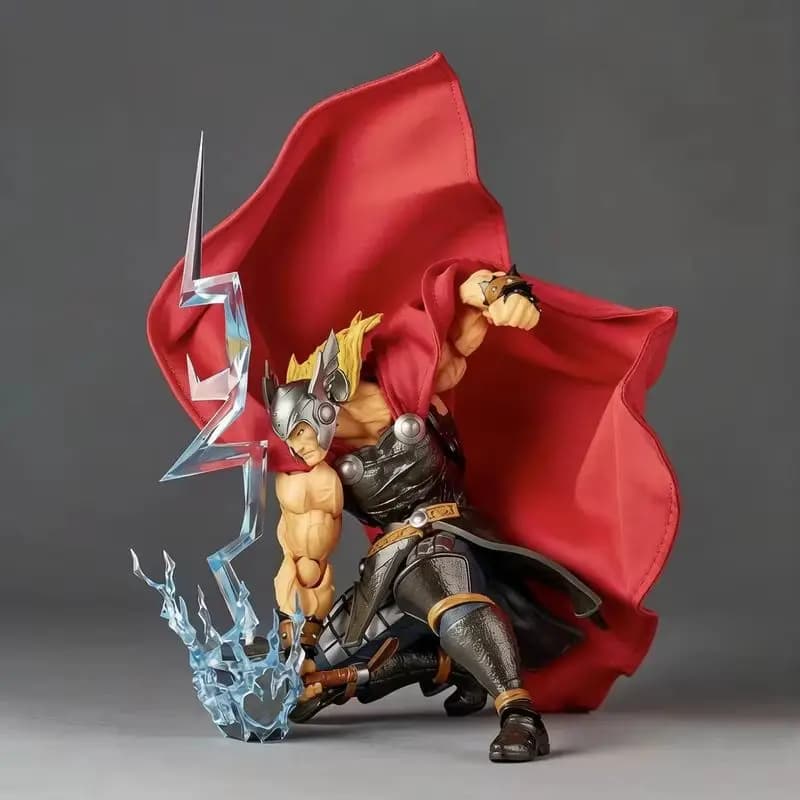 Figurine Thor avec effets spéciaux éclair, tête et mains interchangeables en PVC, modèle de marteau 
