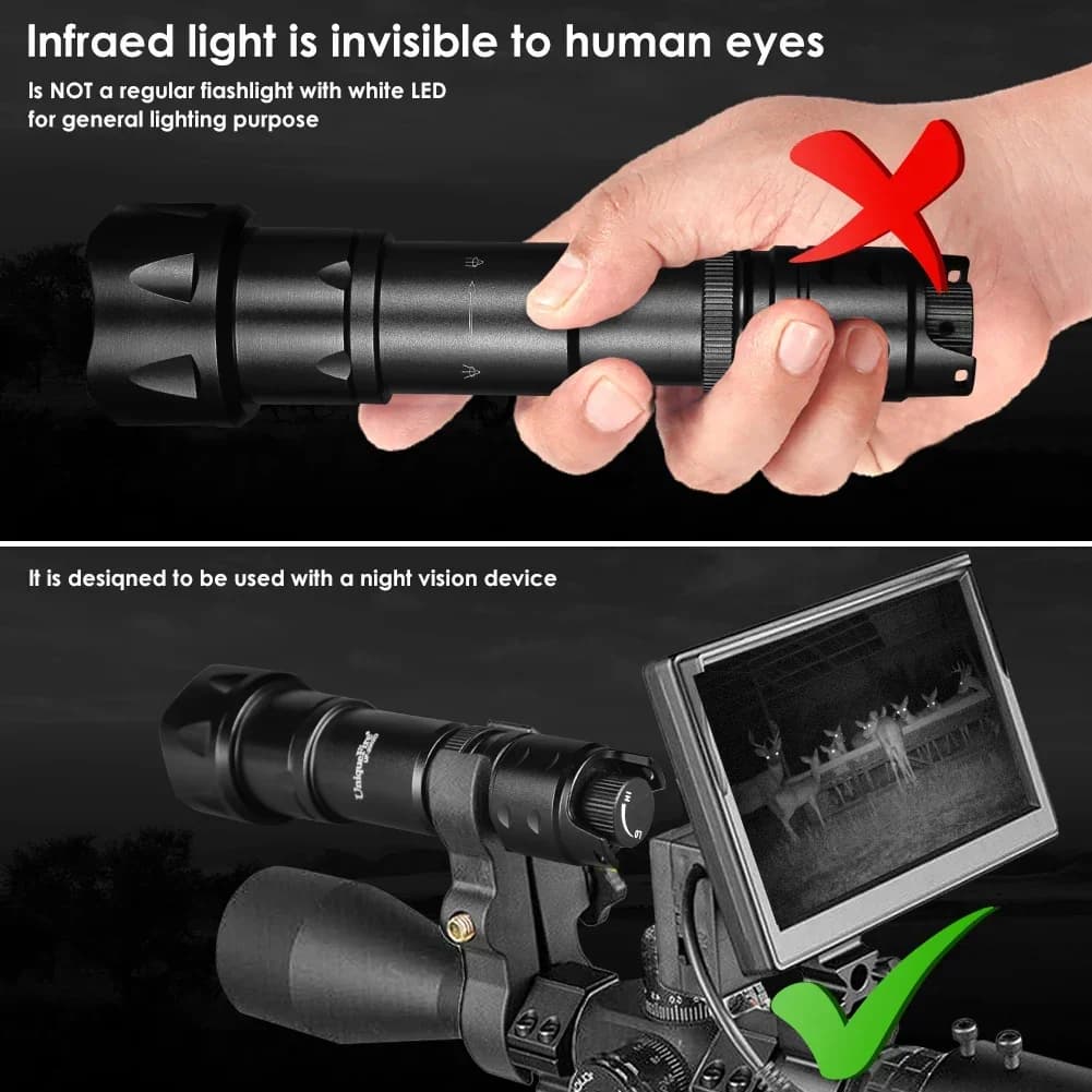 UniqueFire-Lampe de poche LED pour la chasse, 200OJ, objectif 44mm, Vcsel IR 940nm, 850 nm, 810nm, n