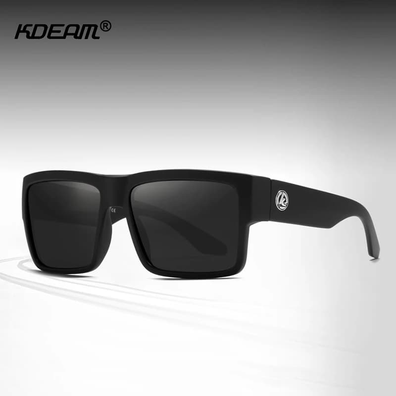 KDEAM toutes les lunettes de soleil polarisées noires unisexe lentille polarisante de forme carrée l