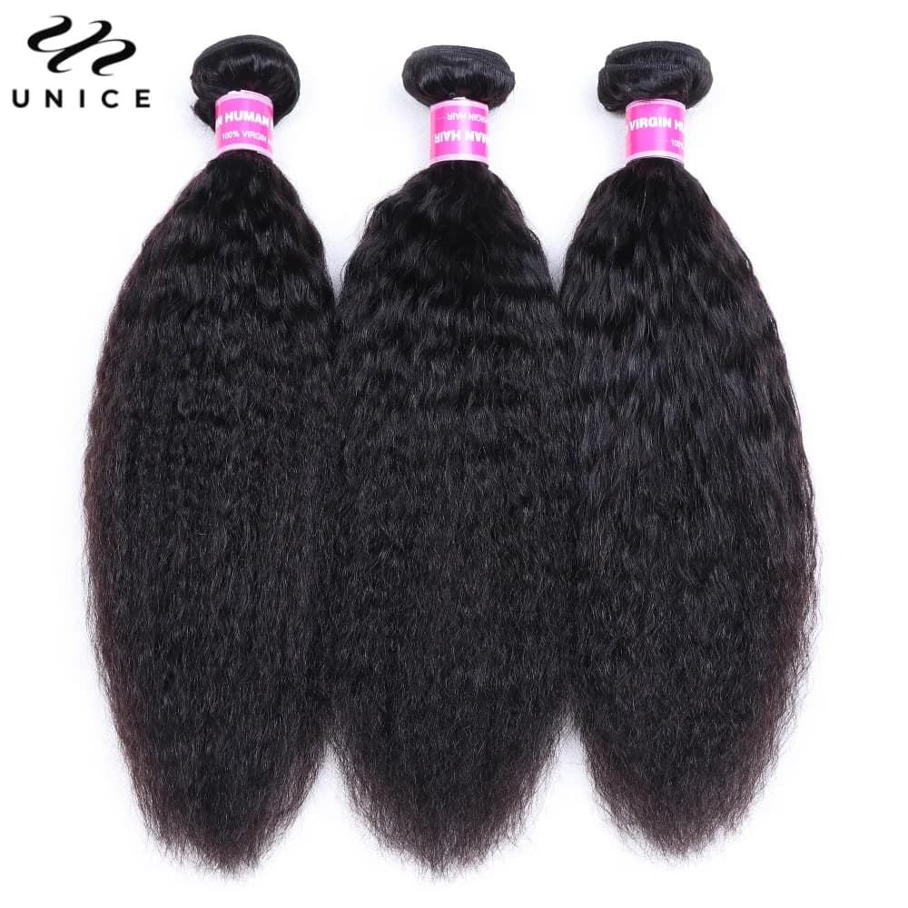 Mèches naturelles crépues lisses-UNice Hair, 100% cheveux humains, 3/4 humains, à coudre, en lots de