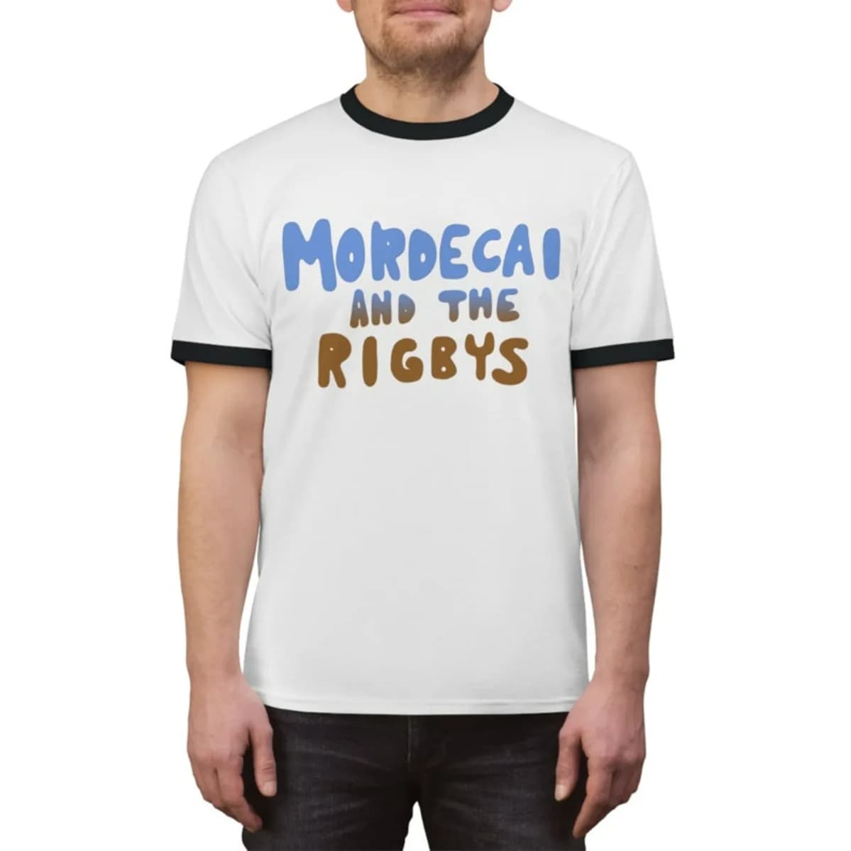 Mordecai et Rigbys Ringer Tee dessin animé graphique unisexe Ringer t-shirt décontracté Style rétro 