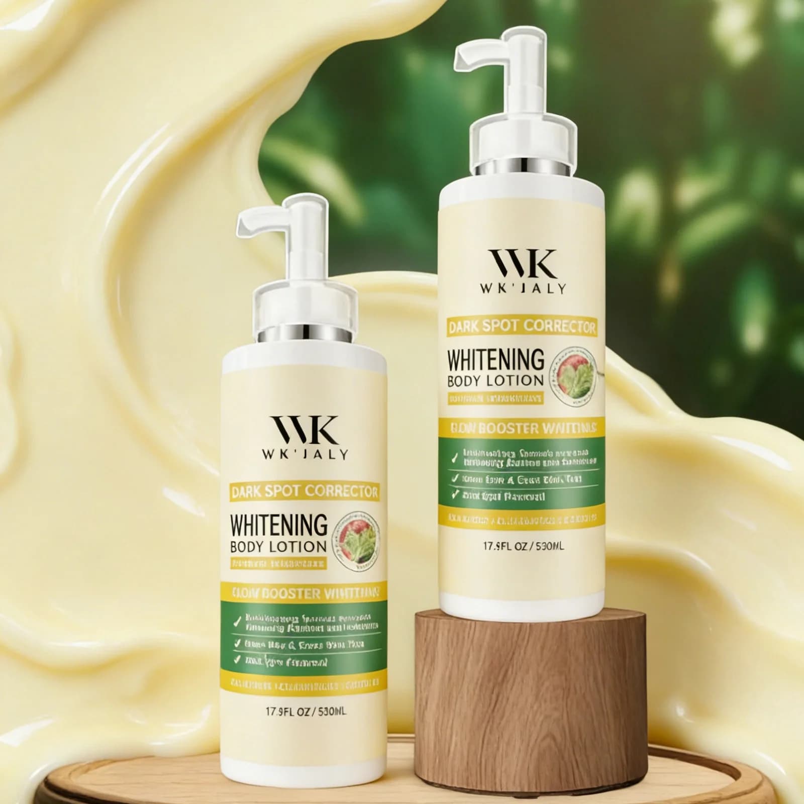 WK JALY Lotion pour le corps blanchissante Glow Booster, avec glutathion, élimine les taches foncées