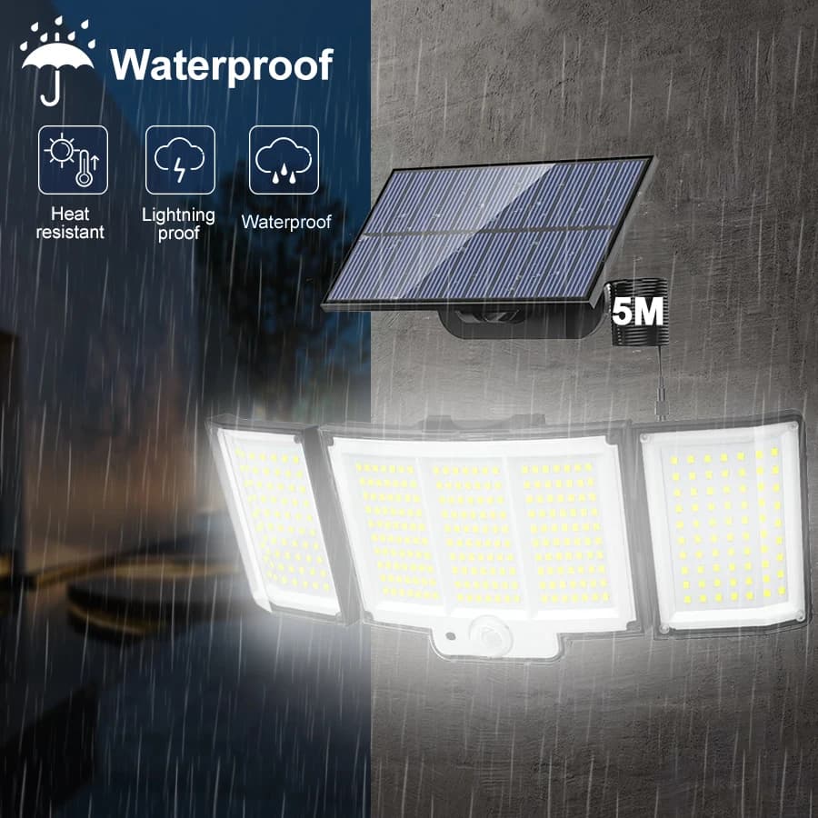 Applique Murale Solaire à 238/328 LED avec Détecteur de Mouvement, Imperméable Conforme à la Norme I